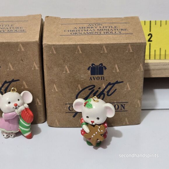Avon A Merry Little Christmas  Miniature Mouse Ornaments. Lot Of 5 - Picture 6 of 8